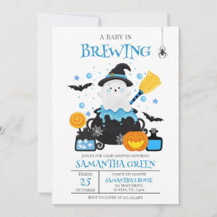 A Baby brinner blå Halloween-babyskor Inbjudningar