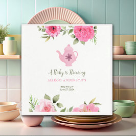 A Baby brinner blommande Ro Tea Baby Shower Pappersservett
