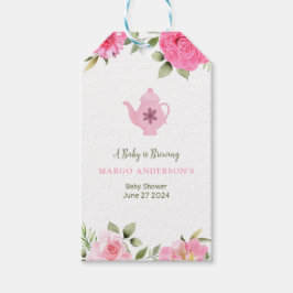 A Baby brinner blommande Ro Tea Baby Shower Presentetikett