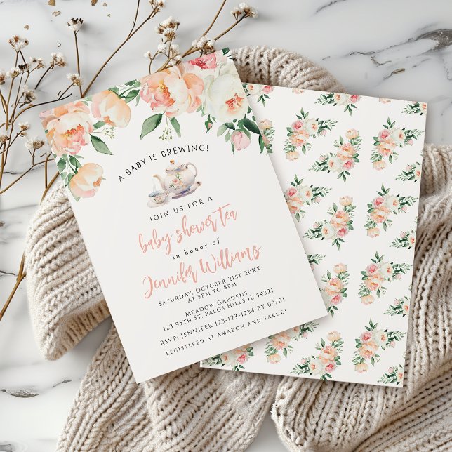 A Baby brinner Blommigt Flicka Shower Inbjudningar (Skapare uppladdad)