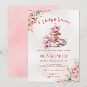 A Baby brinner blommigt Tea Party Baby Shower Inbjudningar
