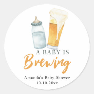 A Baby brinner Flaska Beer Babydusch Runt Klistermärke