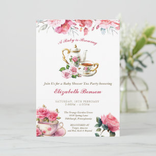 A Baby brinner Flower Baby Shower Tea Inv Inbjudningar