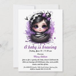 A Baby brinner - Gothic Halloween Baby Shower Inbjudningar