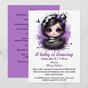 A Baby brinner - Gothic Halloween Baby Shower Inbjudningar
