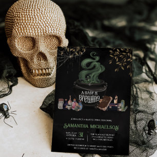 A Baby brinner Halloween Baby Shower Inbjudningar