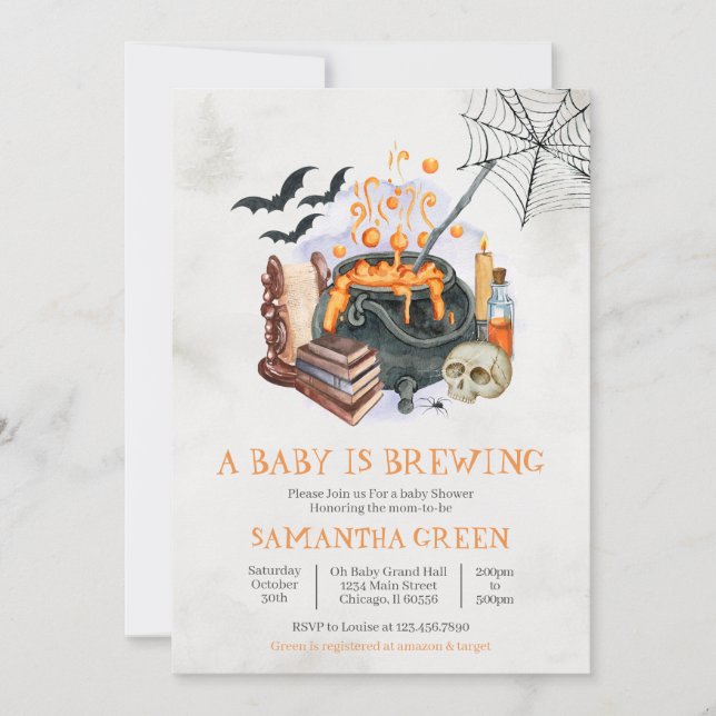 A Baby brinner Halloween Baby Shower Inbjudningar (Framsida)