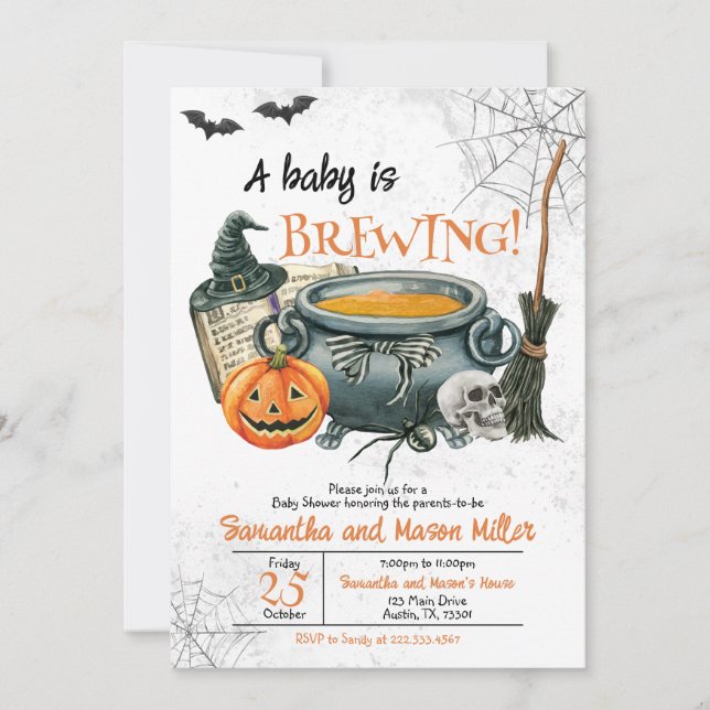 A Baby brinner Halloween Baby Shower Inbjudningar (Framsida)