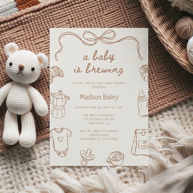 A Baby brinner Hand plockade Baby Shower Inbjudningar (Skapare uppladdad)