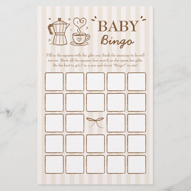 A Baby brinner i Baby Bingo-spelet på kaffe (Framsida)