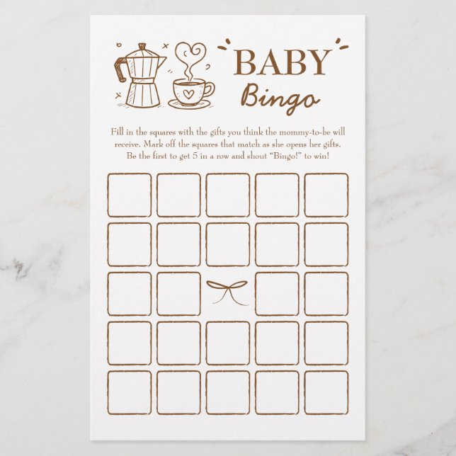 A Baby brinner i Baby Bingo-spelet på kaffe (Framsida)