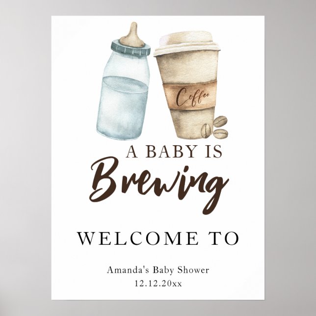 A baby brinner i babyduschen i flaska poster (Framsidan)