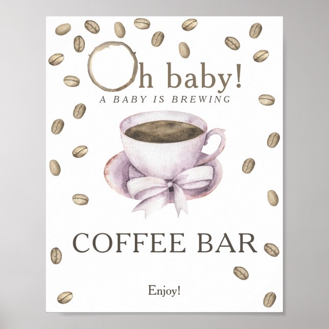 A baby brinner i babyduschen Kaffe pub Poster (Framsidan)