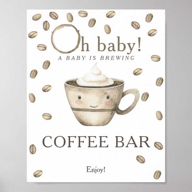 A baby brinner i babyduschen Kaffe pub Poster (Framsidan)