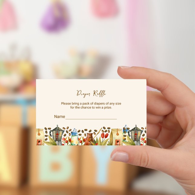 A Baby brinner i kaffet Raffle Biljett Tilläggskort (Skapare uppladdad)