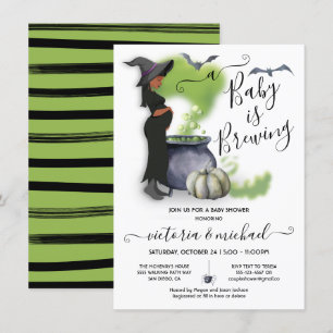 A Baby brinner i Pregant Witch Baby Shower Invita Inbjudningar
