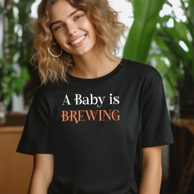 A Baby brinner i Spooky Cobweb Lettering T Shirt (A Baby is Brewing halloween shirt for mommy-to-be, gender reveal hostess, baby shower etc)