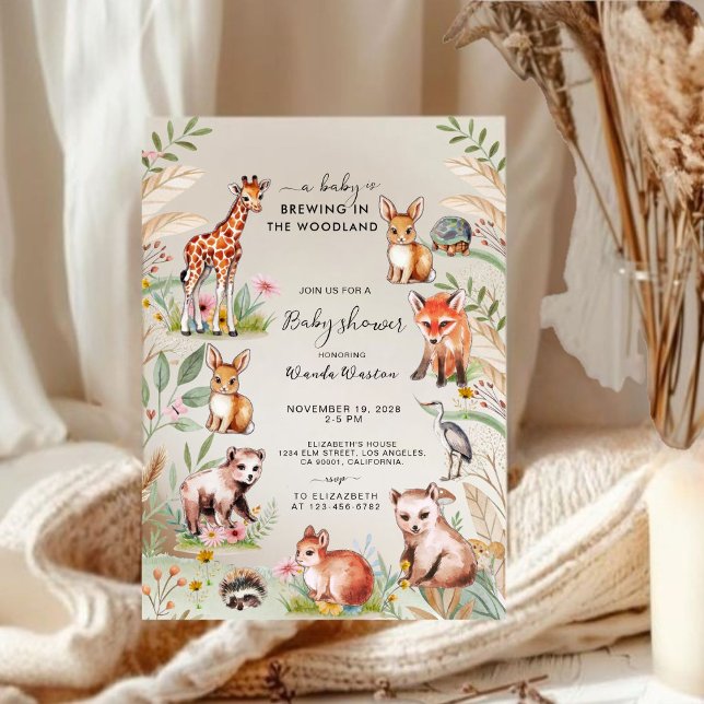 A Baby brinner i Woodland Baby Shower Inbjudningar (Skapare uppladdad)