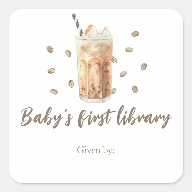 A baby brinner kaffe - baby först bibliotek fyrkantigt klistermärke (Framsida)