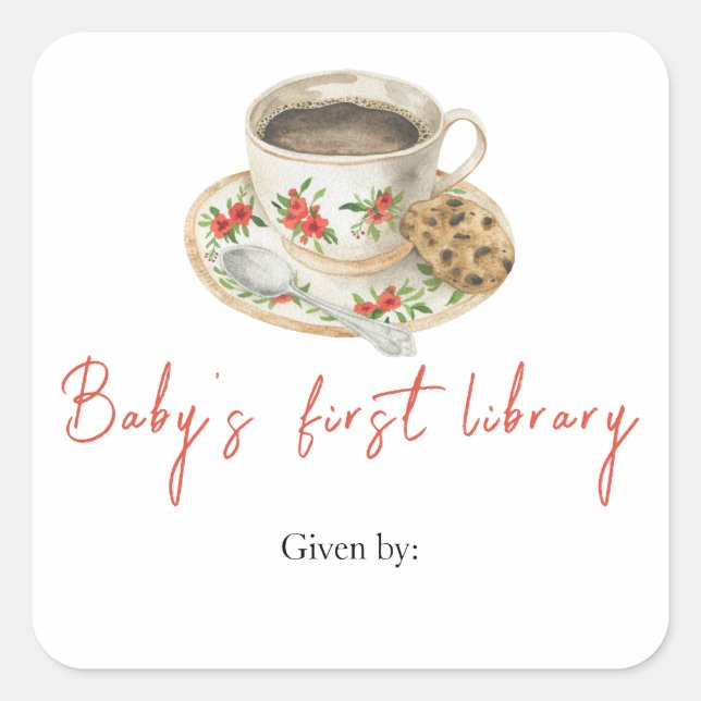 A baby brinner kaffe - baby först bibliotek fyrkantigt klistermärke (Framsida)