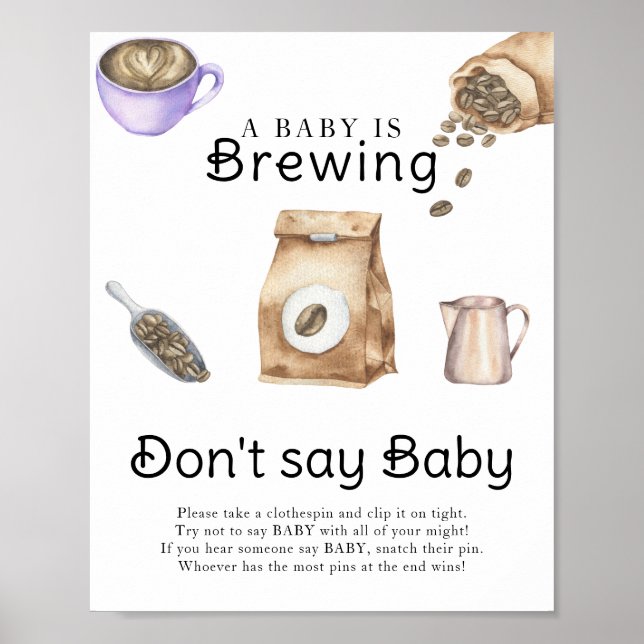 A baby brinner kaffe kopp Säg inte baby Poster (Framsidan)