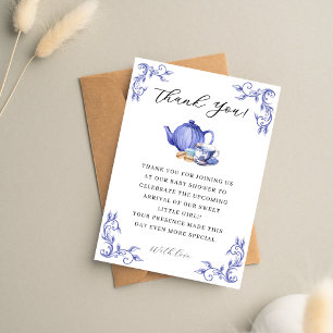A Baby brinner lila Tea Party Baby Shower Tack Kort