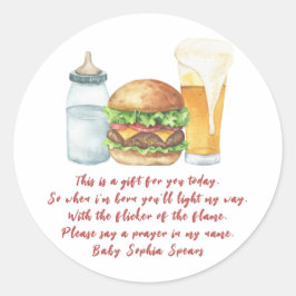 A baby brinner öl - Prayer-ljus etikett