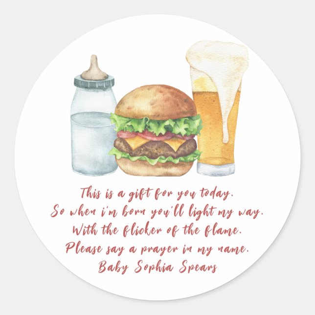 A baby brinner öl - Prayer-ljus etikett (Framsida)