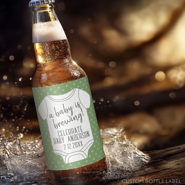 A Baby brinner - Par Shower - Grönt Ölflaska Etikett (Custom Beer Bottle Label)