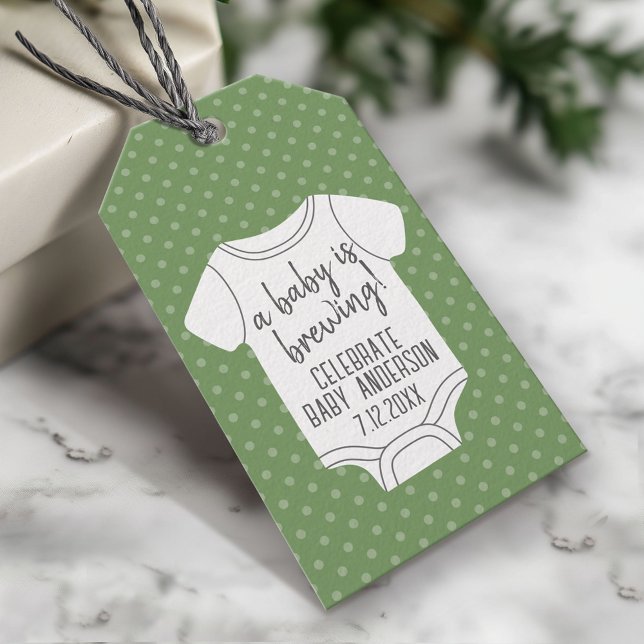 A Baby brinner - Par Shower - Grönt Presentetikett (Custom Gift Tag)