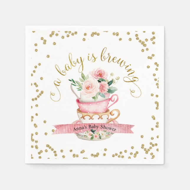 A Baby brinner Party babyskor Napkins Pappersservett (Framsidan)