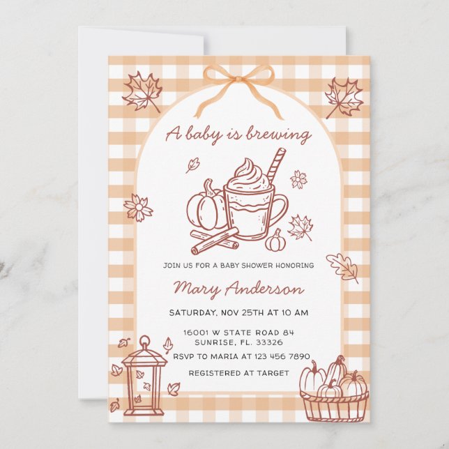 A Baby brinner Pumpkin Spice Bow Baby Shower Inbjudningar (Framsida)