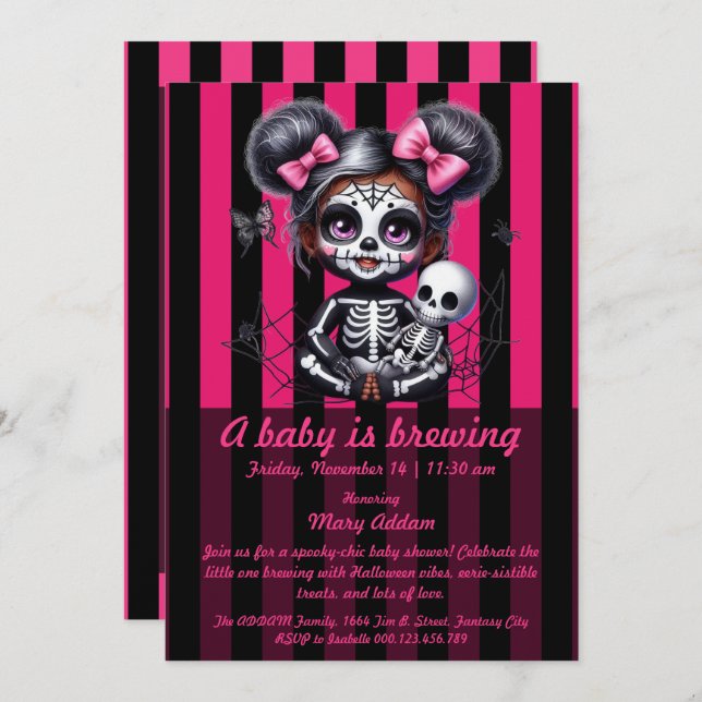 A Baby brinner | Rosa Halloween Baby Shower Inbjudningar (Fram/baksida)