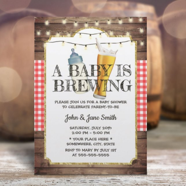 A Baby brinner Rustic Beer Baby Shower Inbjudningar (Skapare uppladdad)