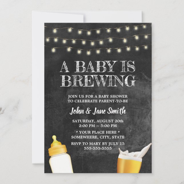 A Baby brinner Rustic Chalkboard Baby Shower Inbjudningar (Framsida)