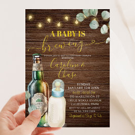 A Baby brinner Rustic Skogen Baby Shower Inbjudningar