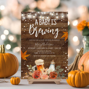 A Baby brinner Rustic Wood Beer Baby Shower Inbjudningar