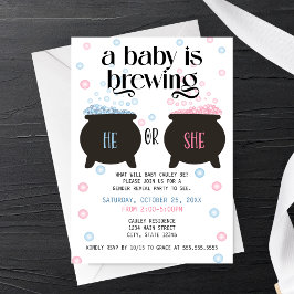 A Baby brinner - Witch Cauldron Gender Reveal Inbjudningar