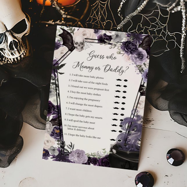 A Baby bryter mot vem Mamma eller pappa Game (Floral Gothic Coffin A Baby is Brewing Baby Shower Guess Who Mommy or Daddy Game)