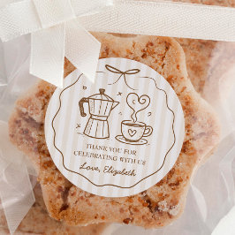 A Baby bryter upp kaffe Tack Runt Klistermärke