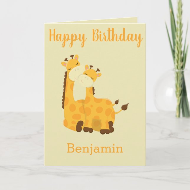A Baby födelsedag med Giraffes Kort (Framsida)
