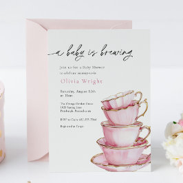 A Baby håller på att andas Bebisduschen Tea Party Inbjudningar