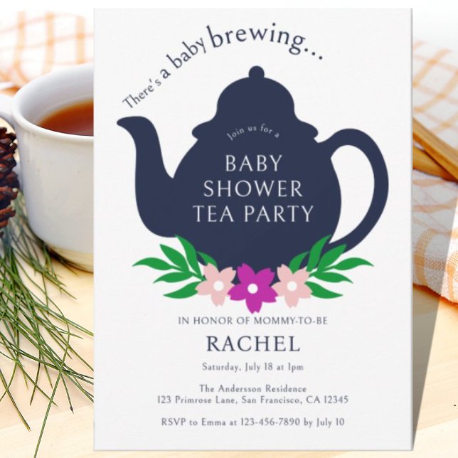 A Baby håller på att andas Bebisduschen Tea Party Inbjudningar (Skapare uppladdad)