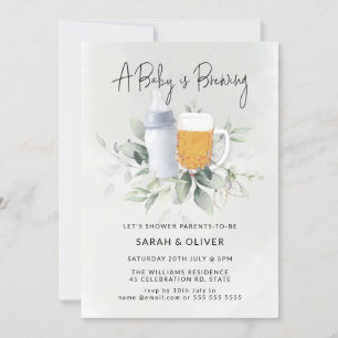 A Baby håller på att andas Greenery Boy Shower Inbjudningar