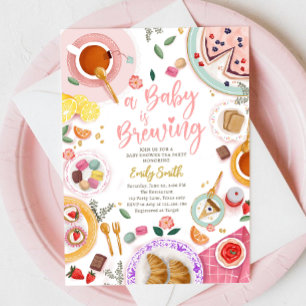 A Baby håller på att andas Rosa av Party-babyskor  Inbjudningar