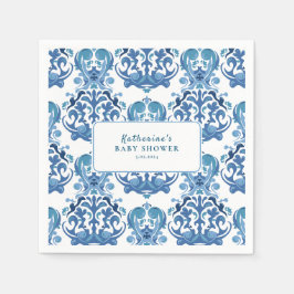 A baby håller på att blåsa party blommigt babyskor pappersservett