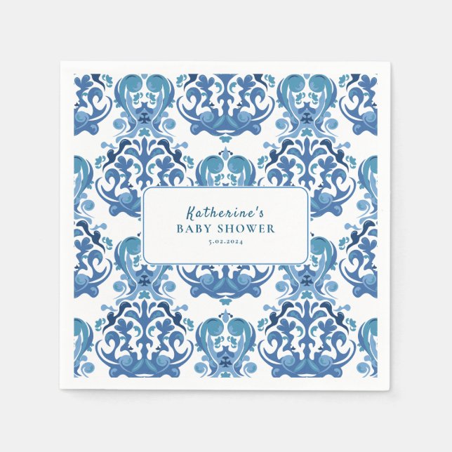 A baby håller på att blåsa party blommigt babyskor pappersservett (Framsidan)