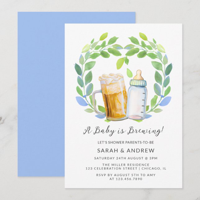 A Baby håller på att blåsa upp Öl & Flaskor Greene Inbjudningar (Fram/baksida)