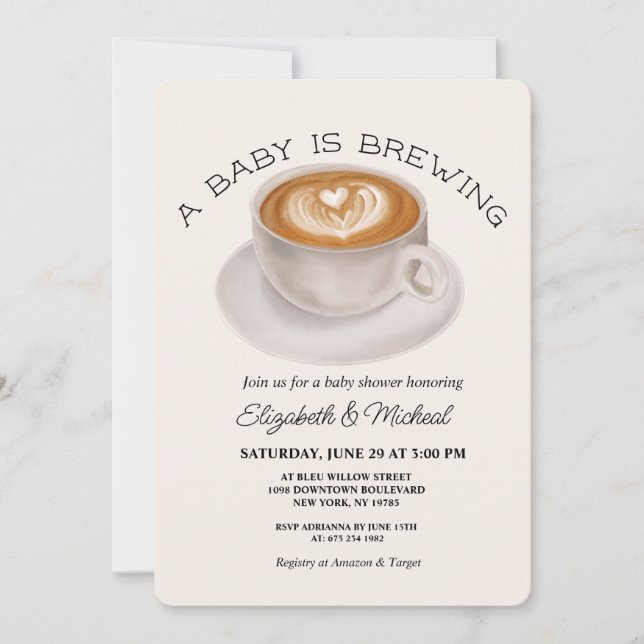 A Baby is Brewing Baby Shower Invitation Inbjudningar (Framsida)