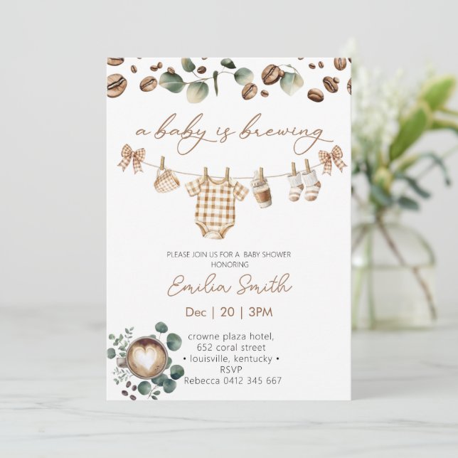 A Baby Is Brewing Coffee Baby Shower Inbjudningar (Stående Fram)